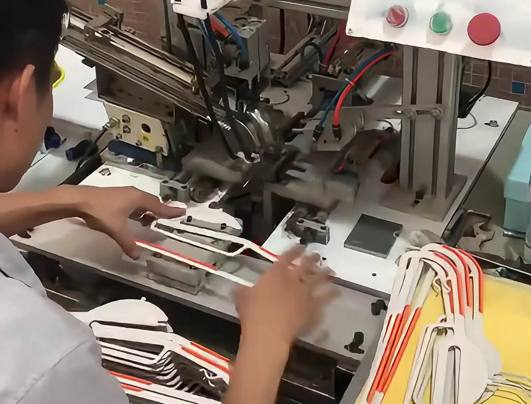 你知道衣架的铁钩是怎么插入到塑料里面的吗，要利用到高频加热机